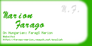 marion farago business card